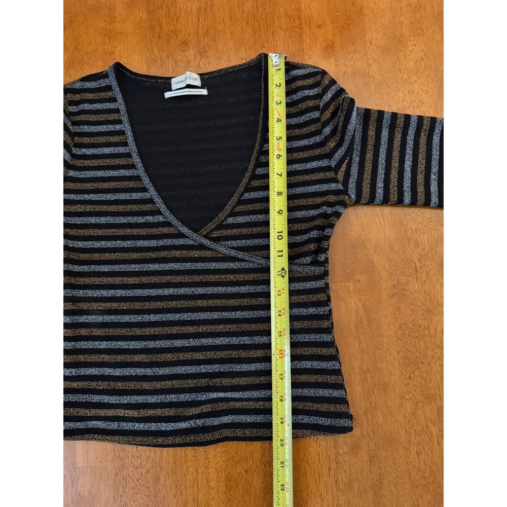 Urban Outfitters Black Metallic Stripe Wrap Top - Picture 7 of 8